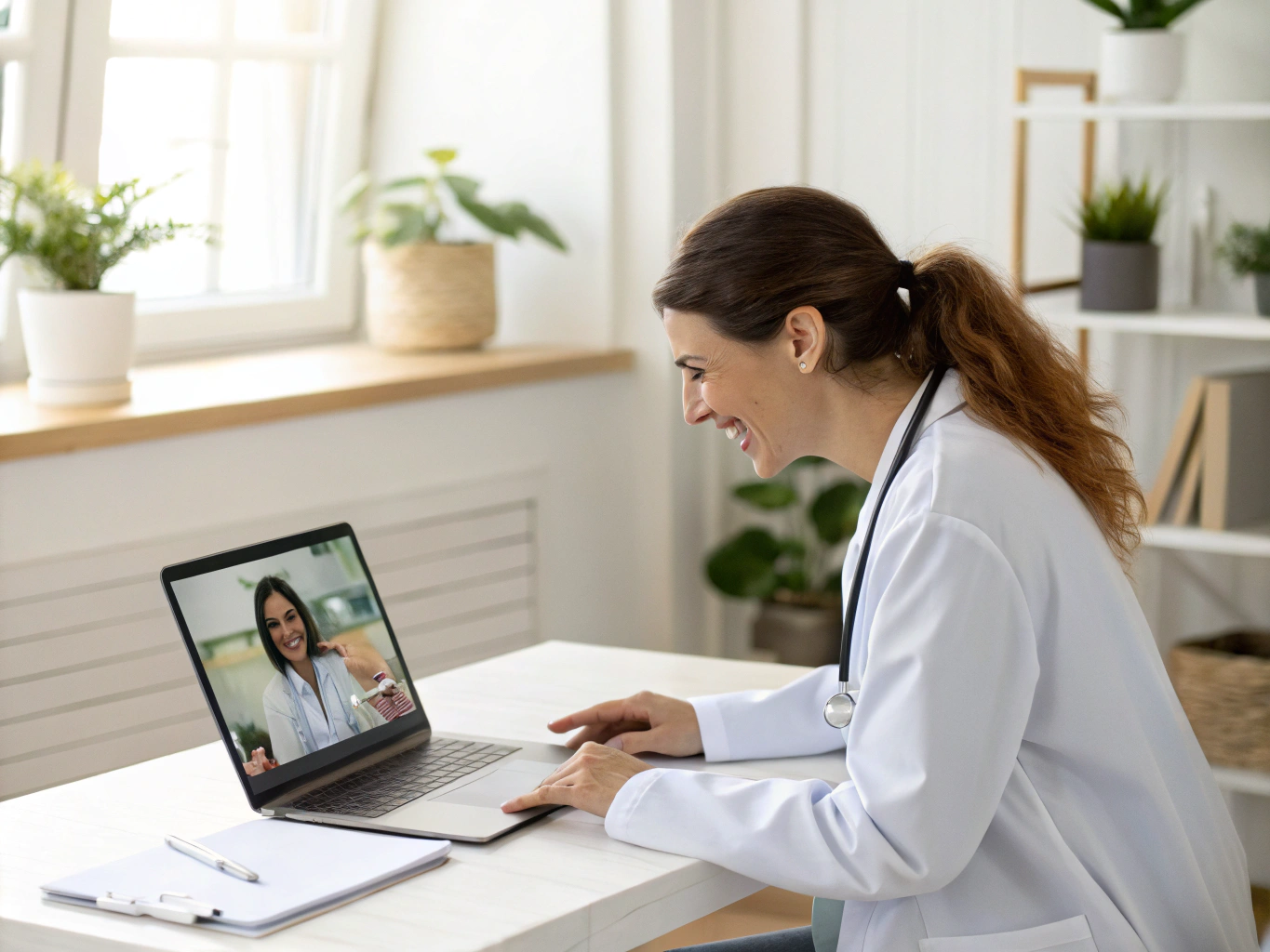 Healthcare provider conducting a virtual chronic care management visit with a patient