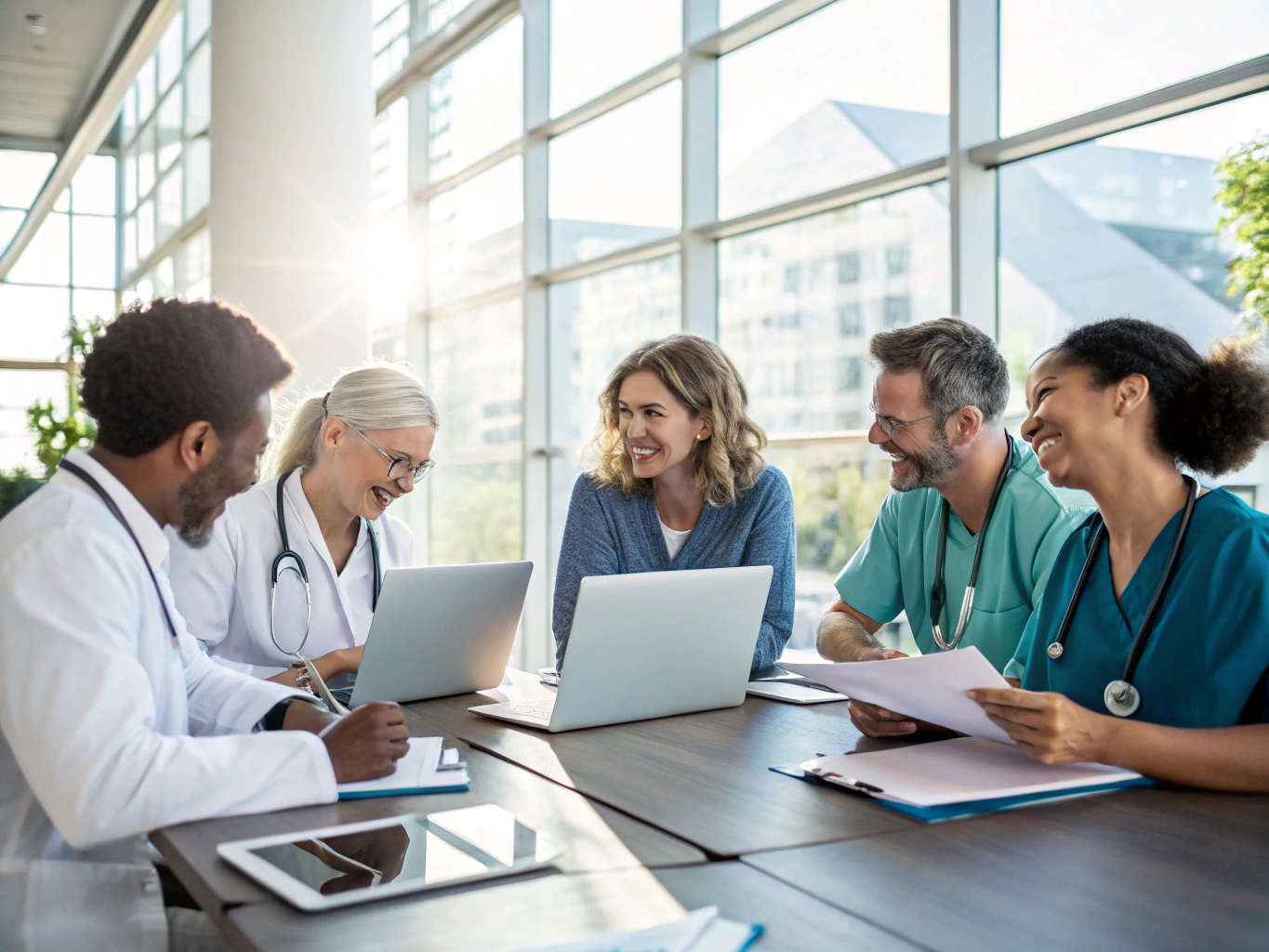 Healthcare strategists collaborating around a table