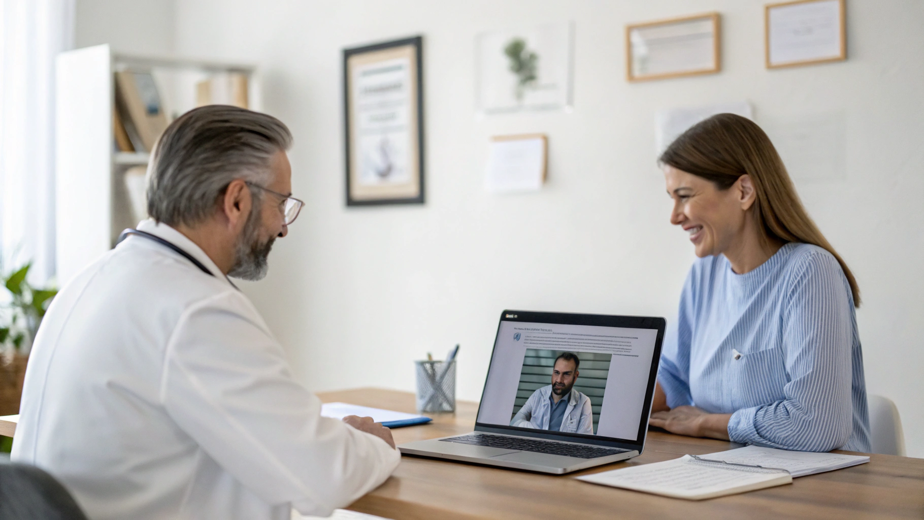 Doctor conducting a virtual telehealth video consultation